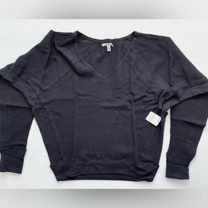 NWT Free People Santa Clara Thermal Long Sleeve Top Black Medium